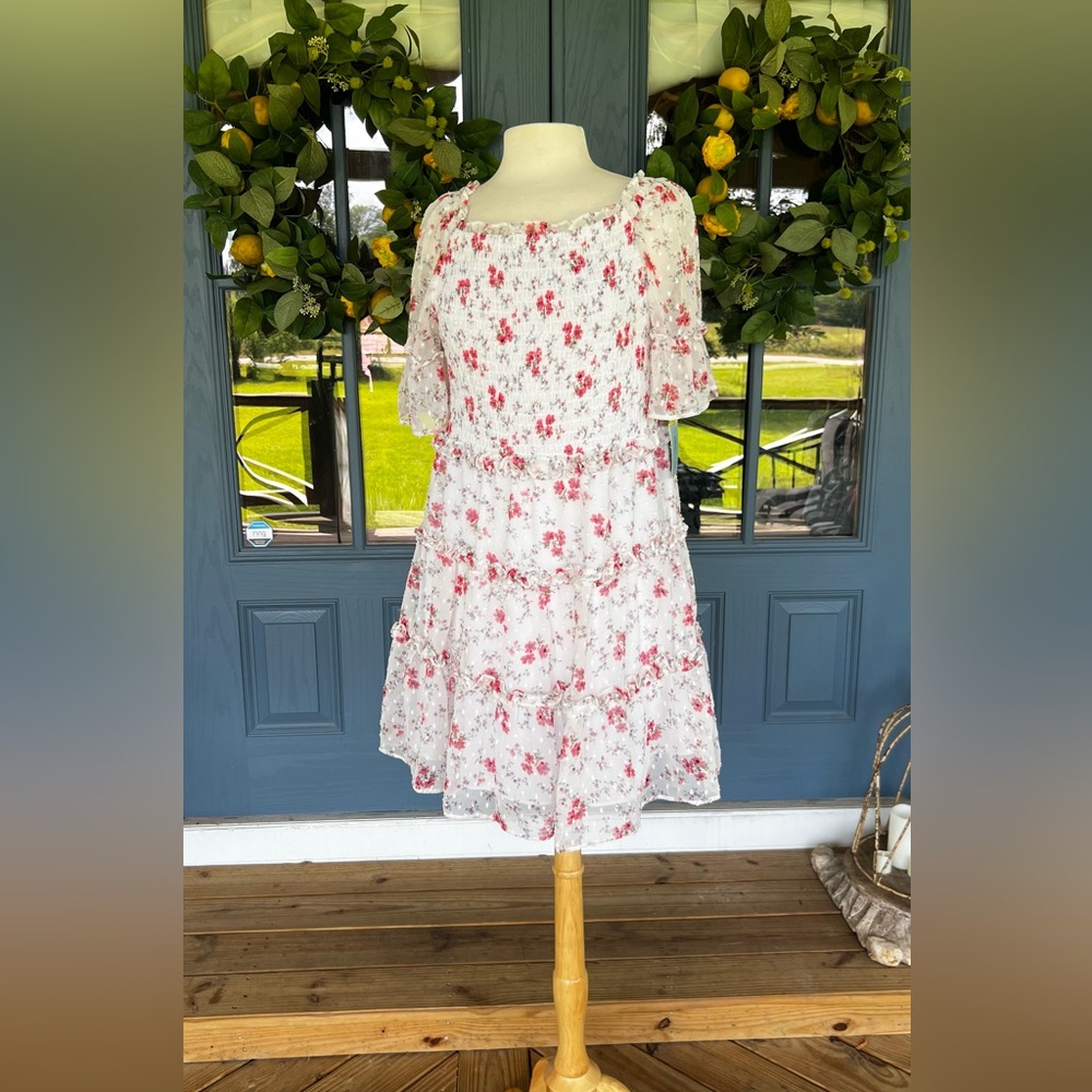 CeCe Brand Floral Ruffle Dress